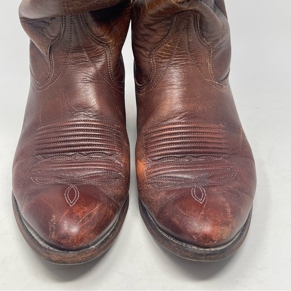 J Chisholm Cowboy Western Boots Mens 9 D Brown Leather Handcrafted Style 911 - Picture 6 of 16